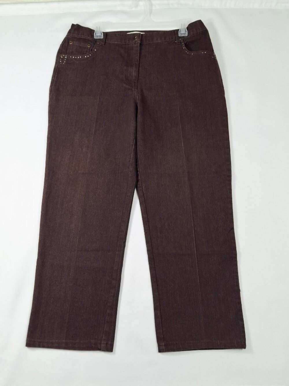 Tradition Sz 14 Straight Leg High Rise Brown Denim Jeans Pants Trousers Long